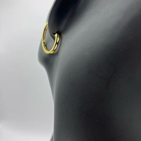 0.25 CT Gold Plated Natural Diamond Hoops 925 Sterling Silver - Picture 3 of 7